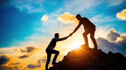 Professional businessman offers support to a colleague.