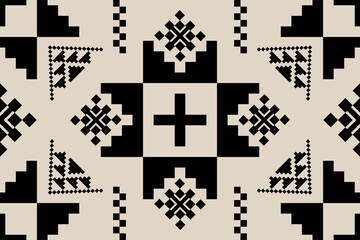 Navajo tribal vector pattern. Native American ornament. Ethnic South Western decor style. Boho geometric ornament.Ikat floral paisley embroidery blanket, rug. Woven carpet