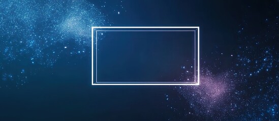 Obraz premium Abstract glowing rectangle frame with blue and purple particles.