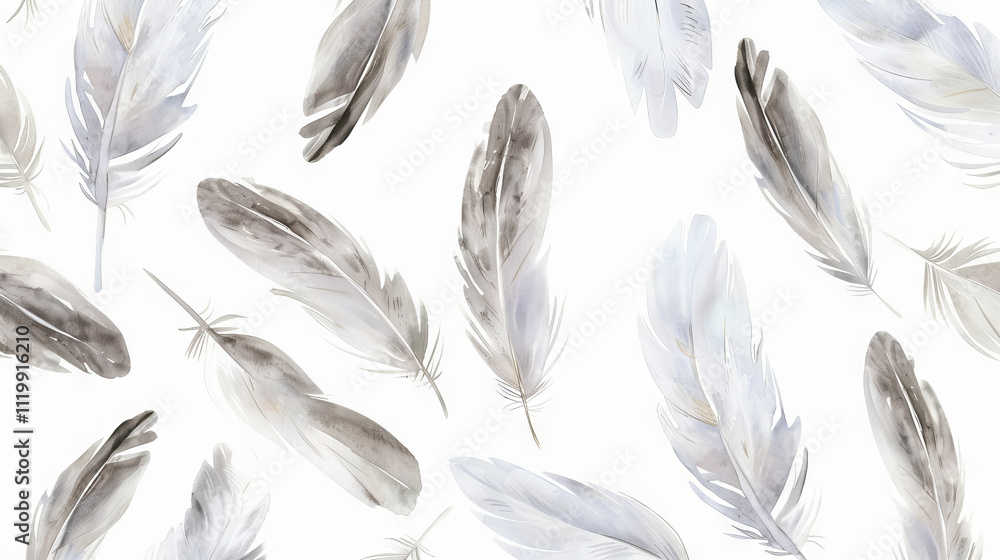 Poster elegant feather pattern on a light background perfect for textiles and wall art. abstract backdrop. 
