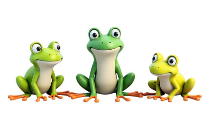 Fototapeta premium Charming Cartoon Frogs Illustration with Transparent Background for Design and Overlays