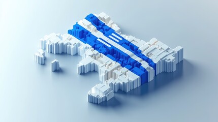 Fototapeta premium Abstract 3D map with blue pathways.
