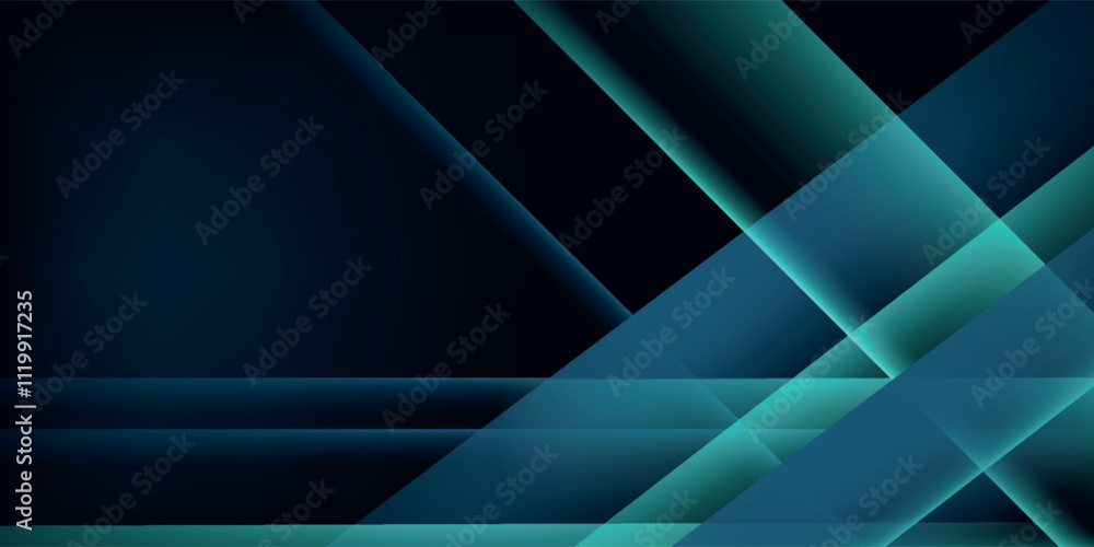 Poster green turquoise and blue background vector overlap layer on dark space for background design