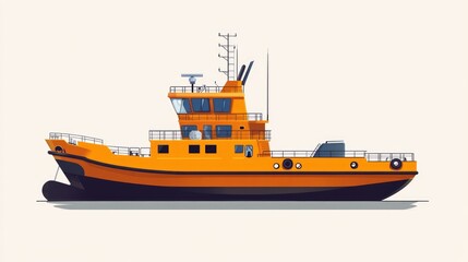 Fototapeta premium transport vessel flat design side view shipping economy theme cartoon drawing vivid 