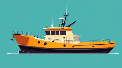 Fototapeta premium transport vessel flat design side view shipping economy theme cartoon drawing vivid 