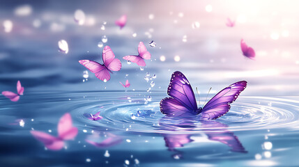 Fototapeta premium the water crystal-clear, a sparkling light blue lake background with ripples, a dreamy romantic scene