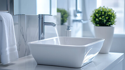 plumber in modern bathroom