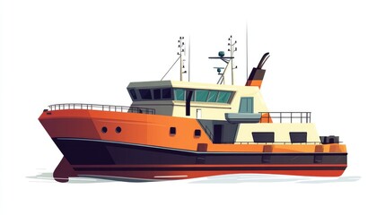 transport vessel flat design side view shipping economy theme cartoon drawing vivid
