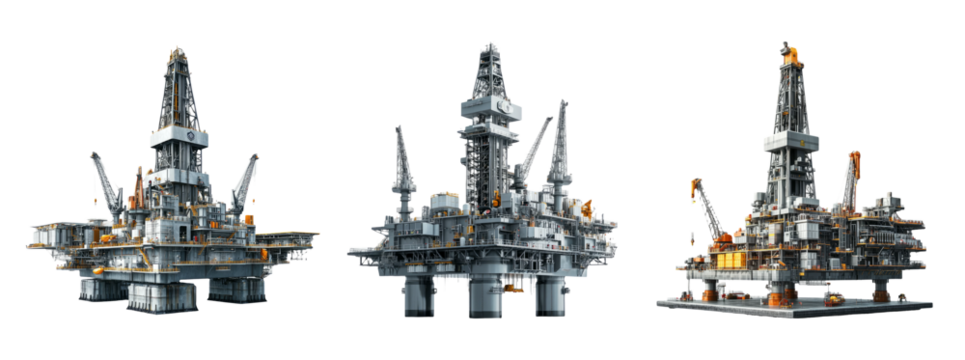 Oil Rig on Transparent Background for Design Projects