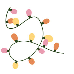 Colorful Christmas string lights illustration