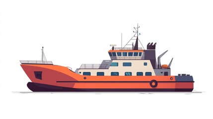Fototapeta premium transport vessel flat design side view shipping economy theme cartoon drawing vivid
