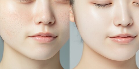 スキンケアの変化ビフォーアフター：滑らかで透明感のある肌