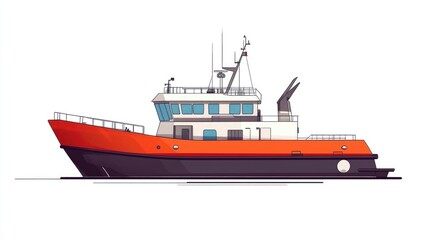 Obraz premium transport vessel flat design side view shipping economy theme cartoon drawing vivid