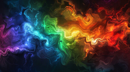 Fototapeta premium Vibrant Watercolor Illustration of Swirling Rainbow Colors in Abstract Pattern. Concept of Artistic Expression, Colorful Creativity, Contemporary Design, energy flow, smoke effect. Background