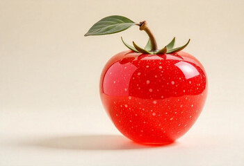 Juicy apple made of glass