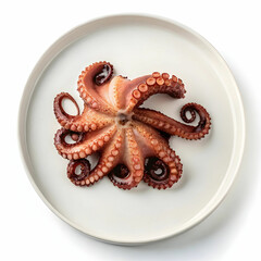 boiled small octopus on a plate