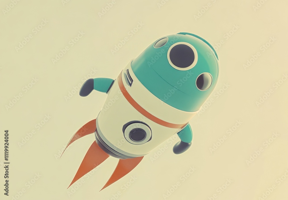Poster A whimsical rocket design with a playful color scheme, symbolizing exploration and adventure.