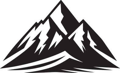 Majestic Mountain Peak Logo Design Black White Vector Illustration