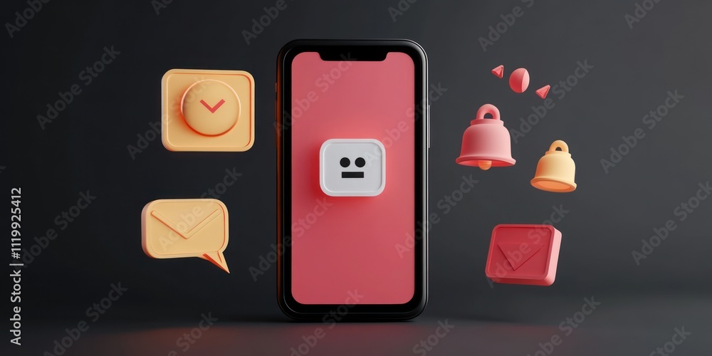 Aufkleber A smartphone displaying notification icons in a modern, minimalist design.