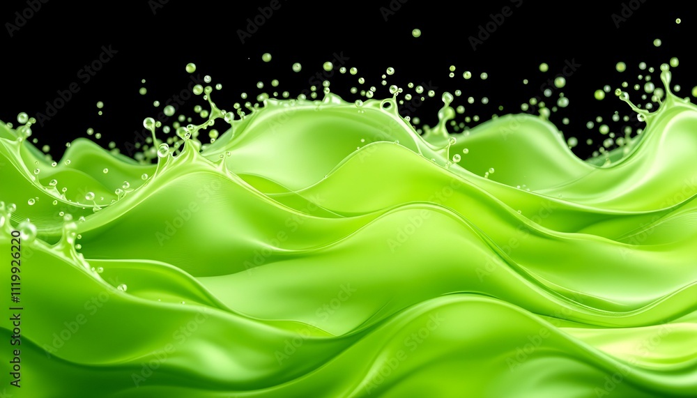 Poster soft lime green waves, vibrant yet soothing for natural beauty promotions. abstract minimal backgrou