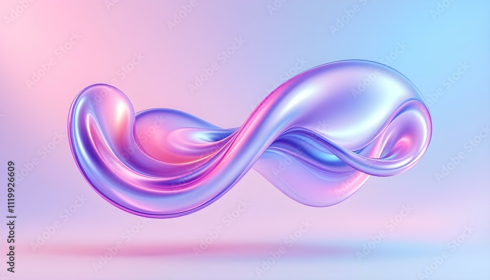 Leinwandbilder this 3d modern geometric background is made up of a 3d holographic liquid wave, iridescent chrome fl