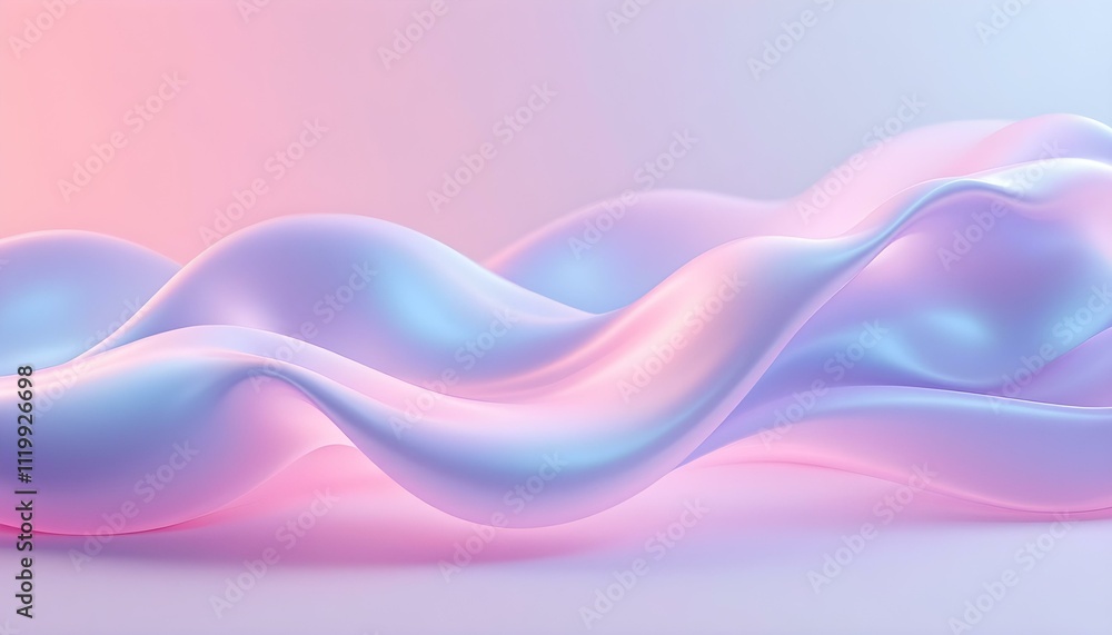 Aufkleber this 3d modern geometric background is made up of a 3d holographic liquid wave, iridescent chrome fl