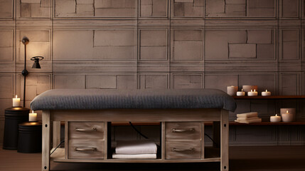 A male massage therapist in a wellness room, providing soothing therapy in a calm environment.

