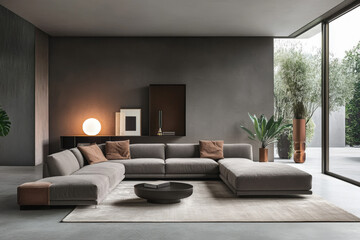 Elegant Modern Living Room with Large Sectional Sofa