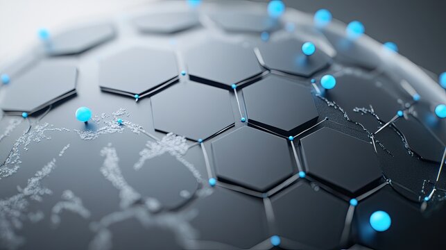 Global network connection, hexagonal sphere, digital world map. - Powered by Adobe