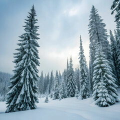 Fototapeta premium beautiful shot of a lot of fir trees in a forest