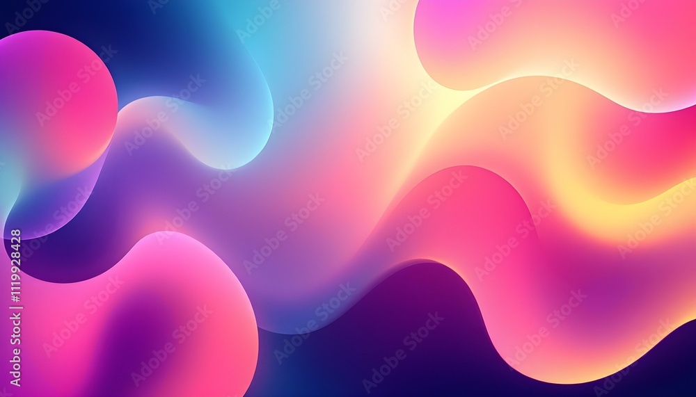 Aufkleber colorful background with abstract neon shapes in gradient pastel colors. poster with blurred effect.