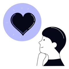 Heart Icon Above a Person Representing Love and Emotional Wisdom. Perfect for: Valentine&rsquo;s Day, mental health workshops