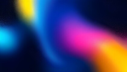Vibrant rainbow, orange blue teal white psychedelic grainy gradient color flow wave on black background. Colorful 3d waves abstract background design.