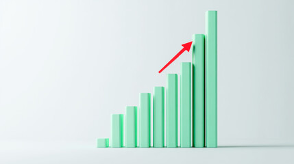 A green bar graph going down with a red arrow pointing at the bottom, white background