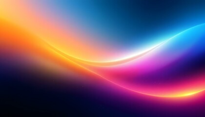 Vibrant rainbow, orange blue teal white psychedelic grainy gradient color flow wave on black background. Colorful 3d waves abstract background design.