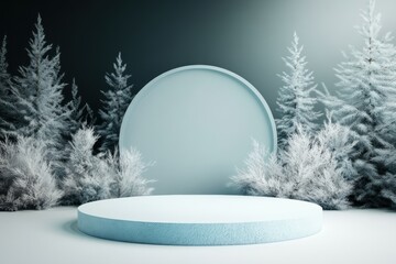 winter wonderland design, stage glistening in frosty blue, nestled in a warm winter cabin setting