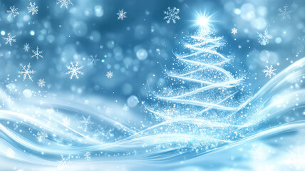 Christmas tree made of glowing lights and snowflakes