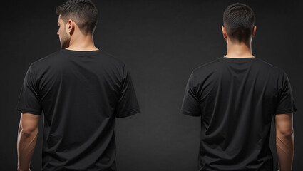 Obraz premium Two men, side-by-side, wearing black t-shirts.