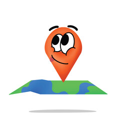 happy map location mascot illustration for design. cute and playful concept. camping, travelling, backpacker, summer, hiking, adventure and recreation themes