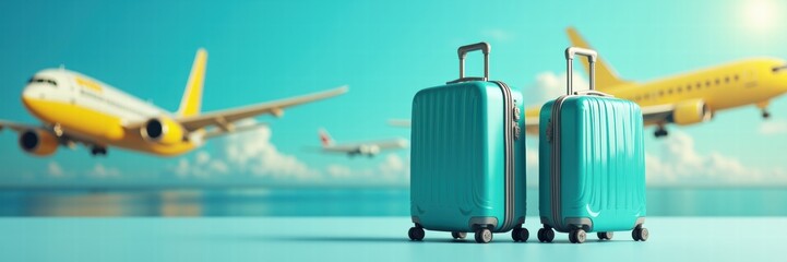 Colorful luggage at an airport, symbolizing travel and the importance of travel insurance for a worry-free journey.