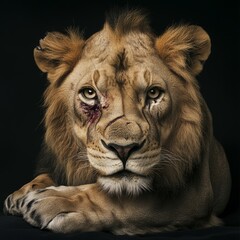 Fototapeta premium Majestic Lion Portrait with Intense Gaze and Detail