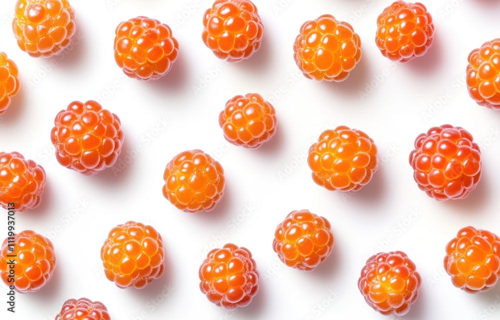 Poster A flat lay of vibrant orange spherical objects resembling berries.
