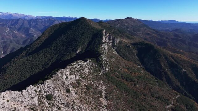 Panoramic drone view of the Mount Brune in the Alpes Maritimes