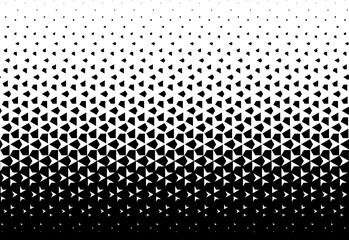 Geometric pattern of black figures on a white background.Seamless in one direction.Option with an average fade out.The scale transformation method.