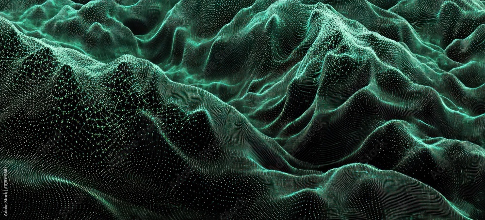 Poster Abstract representation of undulating terrain with a digital aesthetic.
