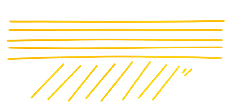 Integral spaghetti, yellow pasta design elements isolated on white, clipping