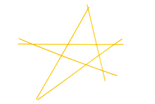 Integral spaghetti, yellow pasta in shape symbol star, isolated on white, clipping
