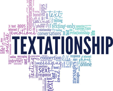 Textationship word cloud conceptual design isolated on white background.