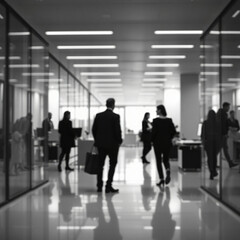 people in office, black and white