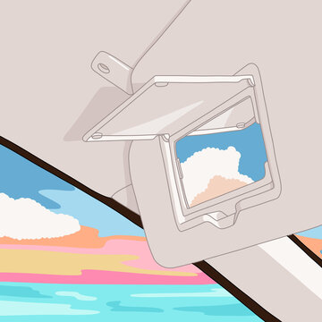 Serene sky sunset view from a car window